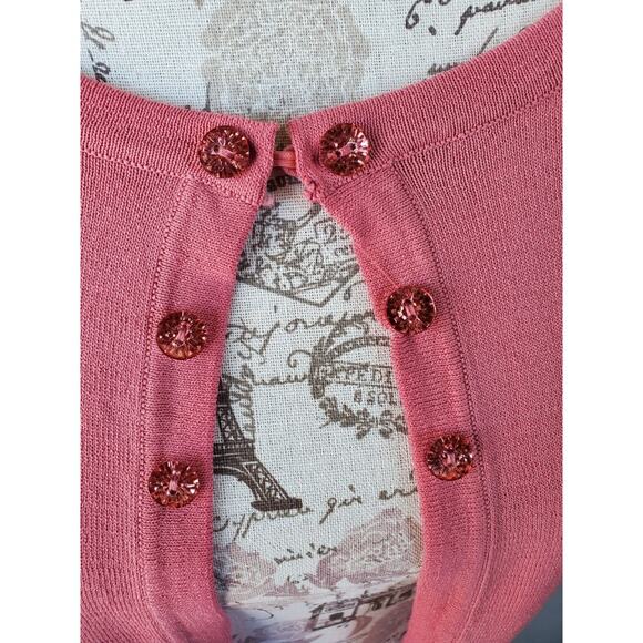 7th Ave New York & Co. Pink button front Cardigan sweater New with tags - Picture 3 of 6